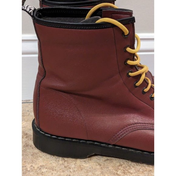 Vegetarian Shoes Combat 8-Eye Tall Boots Dark Red Men's US 14 Handmade In UK - Picture 7 of 16